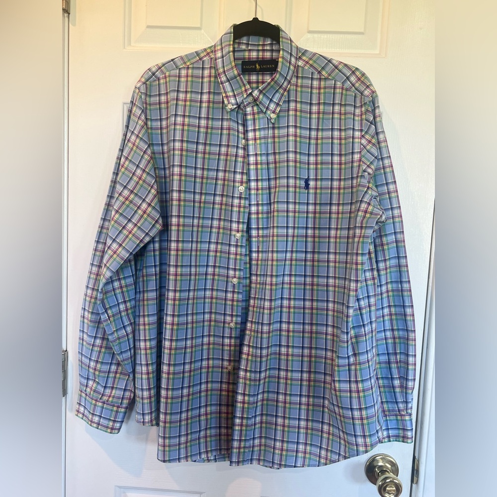 Ralph Lauren Blue Multi-Color Plaid Button-Down Shirt